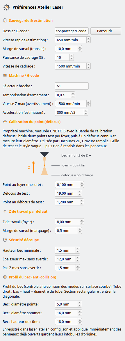 Panneau Préférences