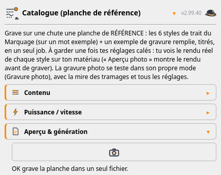 Panneau Catalogue
