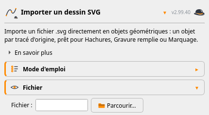 Panneau Importer un dessin SVG