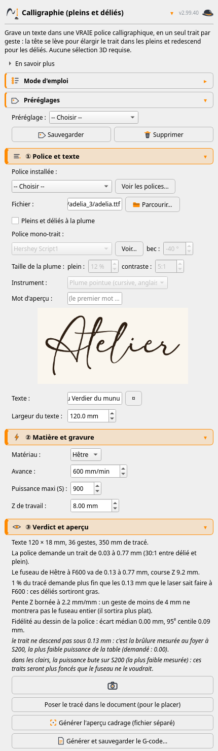 Panneau Calligraphie (pleins et déliés)